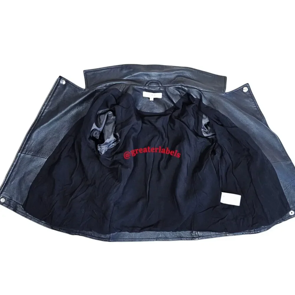 IRO Ashville Black Lambskin Leather Moto Biker Jacket RARE Size US 10 EU 42 - Picture 14 of 15
